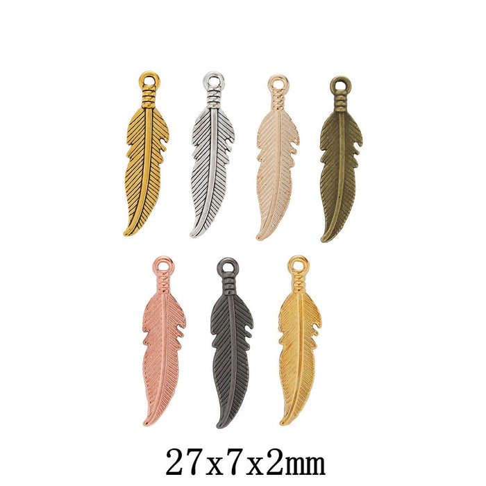 Zinc Alloy Feather Leaf Charm Pendant No.498497 for DIY Necklace Bracelet Jewelry Making