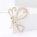 Alloy Pearl Rhinestone Butterfly Brooch Pin For Women Blazers view 2