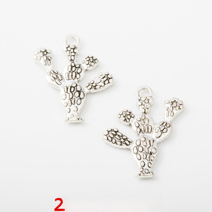 Antique Silver Zinc Alloy Cactus Charm Pendant for DIY Necklace Bracelet Jewelry Making