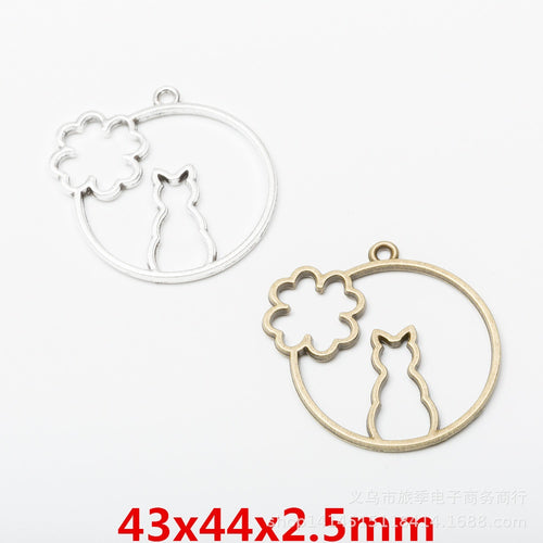 Zinc Alloy Cat Charm Pendant No.082428 for DIY Necklace Bracelet Jewelry Making