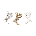 Standing Bird Textured Metal Charm Pendant For Jewelry Making view 5