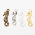 Vintage Style Metal Textured Seahorse Charm in 4 Metal Finishes view 5