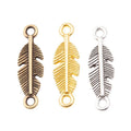 Double Loop Feather Connector Charm in Three Metal Finishes view 5