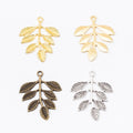 Layered Leaf Branch Metal Charm Pendant in Three Finishes view 5