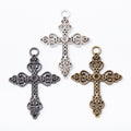 Floral Cross Metal Charm in 3 Distinct Finishes for Jewelry Making view 5