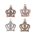 Open Heart Crown Charms in Three Antique Metal Finishes view 5