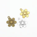 Five Petal Flower Metal Charm Pendant in Three Finishes view 5