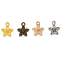 Five-Petal Flower Charm Small Double-Sided Metal Pendant in Four Finishes view 5
