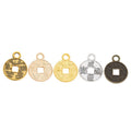 Round Chinese Coin Pendant Charms in Six Metal Finishes view 5
