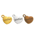 Brother-Engraved Heart Metal Charm Pendant in 3 Finishes for DIY Jewelry view 5