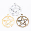 Pentagram Circle Metal Pendant Charms in 3 Distinct Finishes view 5