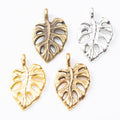 Openwork Monstera Leaf Metal Charms in Four Finishes view 5