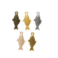 Textured Scale Pattern Fish Metal Charms in Five Finishes view 5