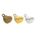 Daughter Engraved Heart Metal Charm in 3 Finishes for Jewelry Making view 5