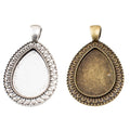 Ornate Teardrop Cabochon Pendant Trays in Two Finishes view 5