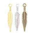 Long Feather Metal Charm In 3 Finish Options for Jewelry Making view 5