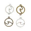 Round Ocean Wave Charm and Connector in 4 Pictured Finishes view 5