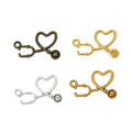 Heart Stethoscope Metal Charms in Four Antique Finishes view 5