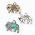 Patterned Elephant Metal Charms in Three Antique Finishes view 5