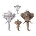 Ornate Elephant Head Charm Alloy Jewelry Making Component in 4 Finish Options view 5