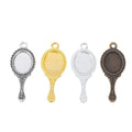 Ornate Hand Mirror Metal Bezel Charms in Four Finishes view 5
