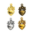Floral Framed Heart Metal Charm in 4 Finishes for Jewelry Making view 5