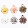 Textured Sunflower Metal Charm Pendants in Six Finishes view 5