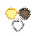 Heart Cabochon Pendant Trays With Scalloped Border in Three Finishes view 5