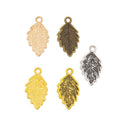 Dotted Leaf Metal Charm in Five Antique and Bright Finishes view 5