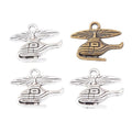 Side View Helicopter Metal Charms in Two Antique Finishes view 5