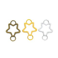 Star Connector with an open five-point star with loops at both ends in 3 Metal Finishes view 5