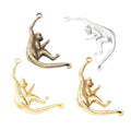 Curved Monkey Metal Charms in Four Antique and Bright Finishes view 5