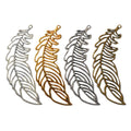 Large Openwork Feather Charms in Four Metal Finishes view 5