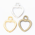 Open Heart Outline Metal Charms In Three Finishes Jewelry Findings view 5