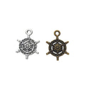 Patterned Ship Wheel Charm in 2 Metal Finishes for Jewelry Making view 5
