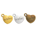 Sister Engraved Heart Metal Charm in 3 Finishes for Jewelry Making view 5