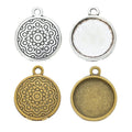 Spiral Texture Round Cabochon Settings in Two Antique Finishes view 5