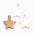 Plain Five Point Star Charm In Antique Bronze, Gold and Antique Silver Metal Finish view 5