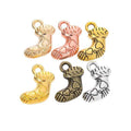 Patterned Christmas Stocking Metal Charm in 6 Finishes view 5