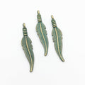Slender Feather Metal Charms in Six Antique Finishes view 5