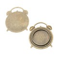 Antique Bronze and Silver Alarm Clock Bezel Charms for Jewelry Making view 5
