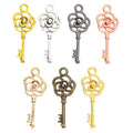 Rose Key Charm in 7 Metal Finishes for Jewelry Making view 5