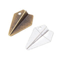 Antique Metal Folded Paper Airplane Charm Pendant With Textured Detail, 2 Finishes view 5