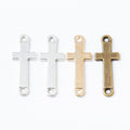 Cross Connector Plain Two-Hole Metal Jewelry Link in Four Finishes view 5