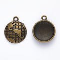 Round World Map Bezel Charm Metal Pendant for Jewelry Making view 5