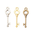 Heart Top Skeleton Key Charm In Antique Bronze, Gold and Antique Silver Metal Finish view 5