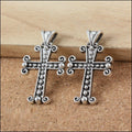Ornate Cross Pendant with Dotted Face in Two Antique Finishes view 5