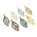 Open Veined Leaf Metal Charm In 7 Finish Options for Jewelry Making view 5