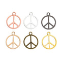 Round Peace Sign Charm Pendants in Six Metallic Finishes view 5