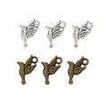 Bird and Leaf Pendant Charm in Two Antique Metal Finishes view 5